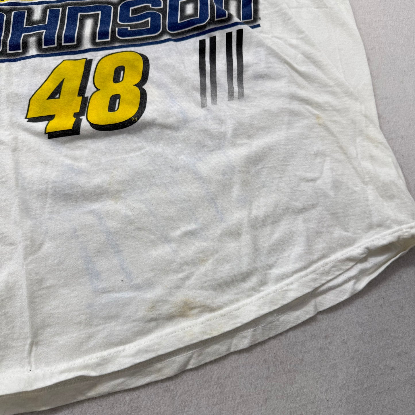 Jimmie Johnson #48 NASCAR 2007 Champion White Cotton T-Shirt Nextel Cup Size XL