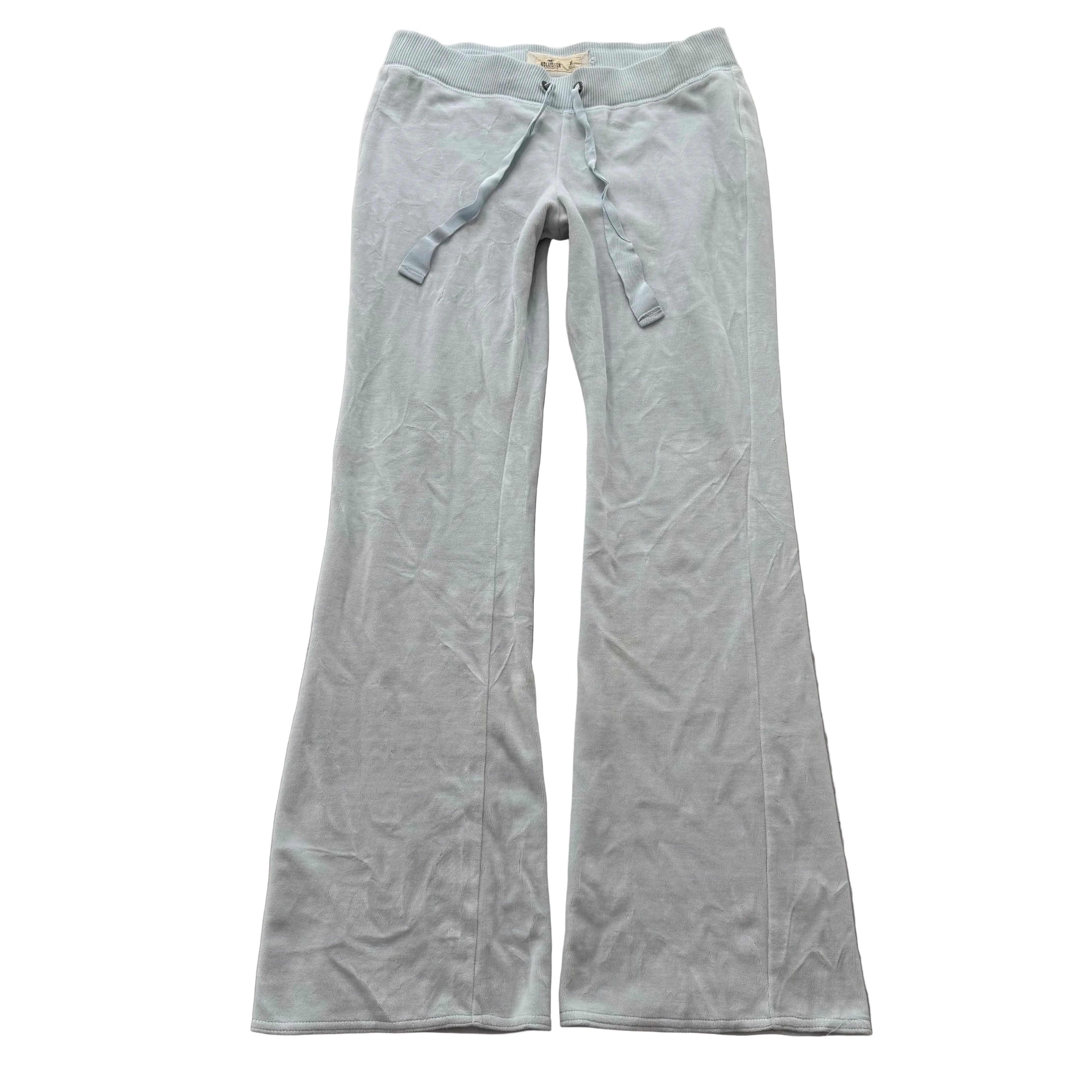 Hollister Women's Ice Blue Velour Flared Track Pant Loungewear Low Rise Size M