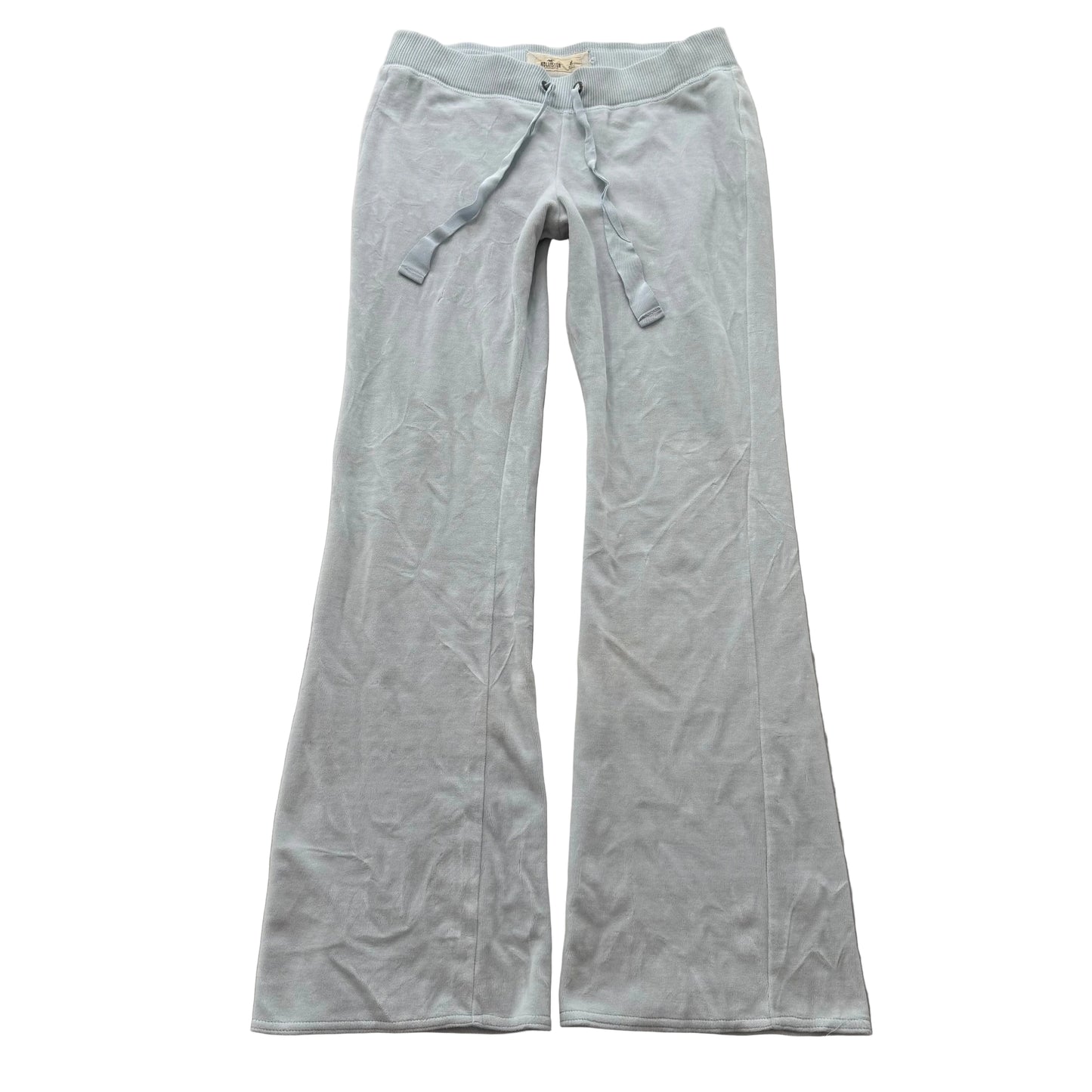 Hollister Women's Ice Blue Velour Flared Track Pant Loungewear Low Rise Size M