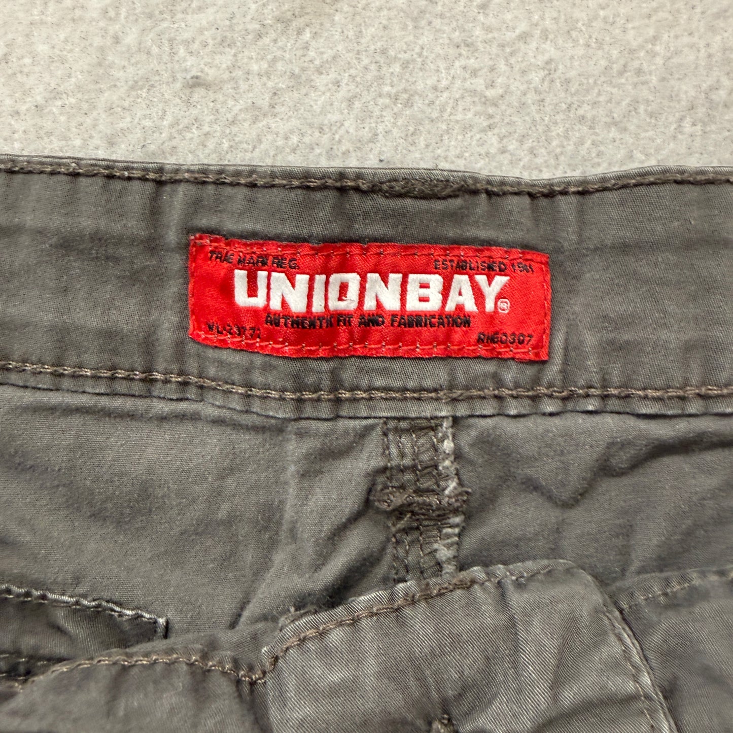 Union Bay Mens Olive Green Cotton Cargo Short Athletic Pocket Sportswear Size 36
