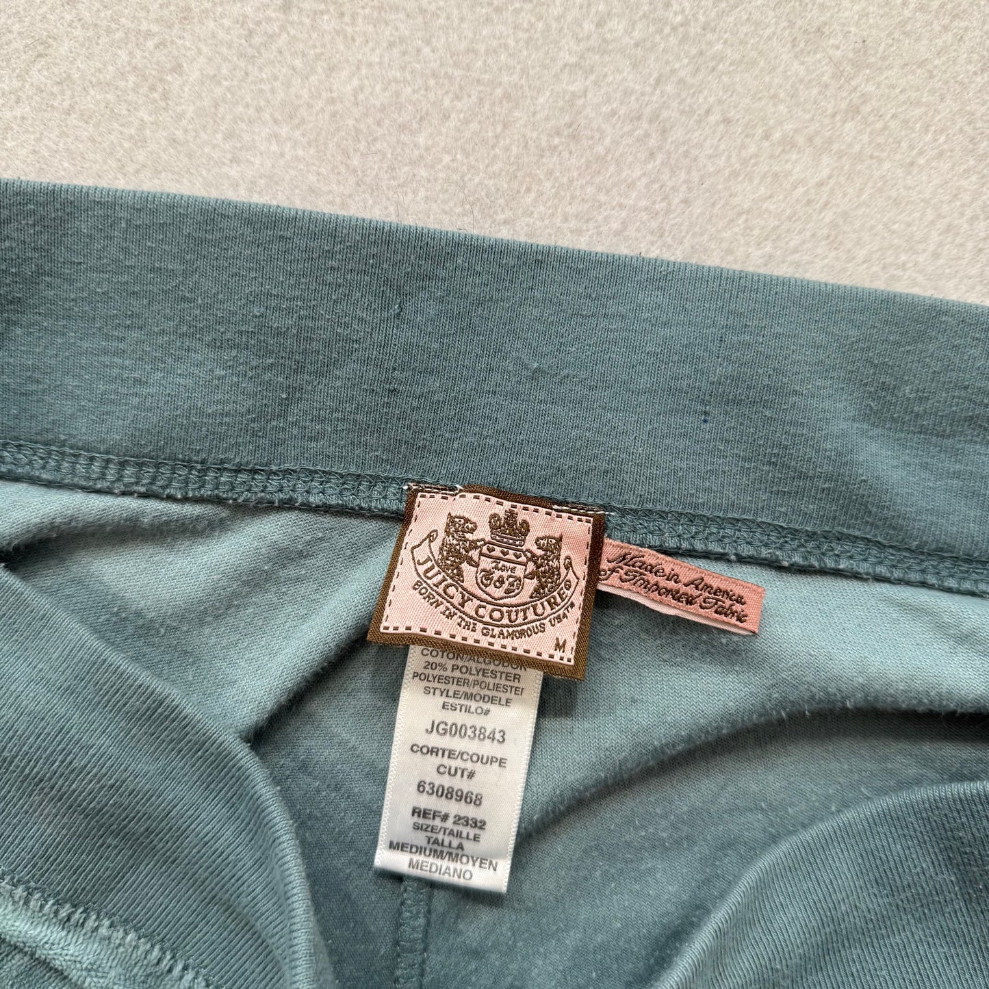 Juicy Couture Teal Velour Flare Track Pants Drawstring Classic Low Rise Size M