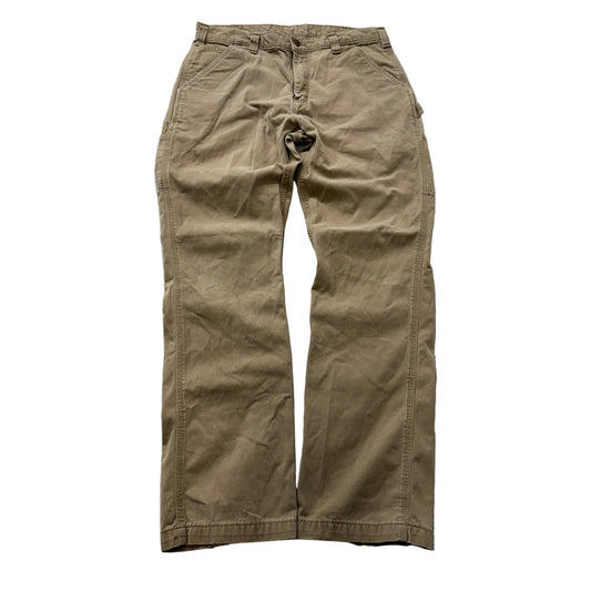 Carhartt Men's Khaki Carpenter Pant Multi Pocket Straight Fit Zip Fly Size 36x34