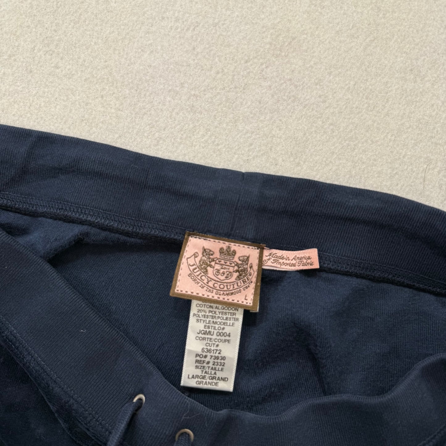 Vintage Juicy Couture Women's Navy Velour Flared Track Pant Loungewear Size L