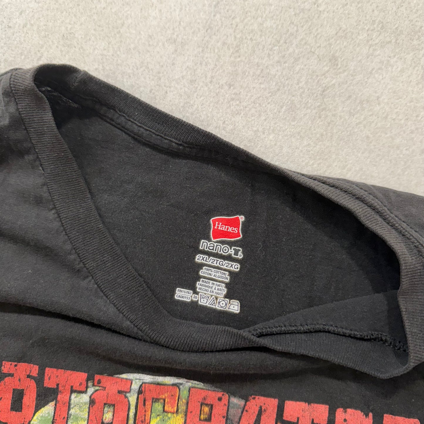 Hanes Nano Motograter Skull Gears Men's Black Cotton Graphic T-Shirt Size 2XL