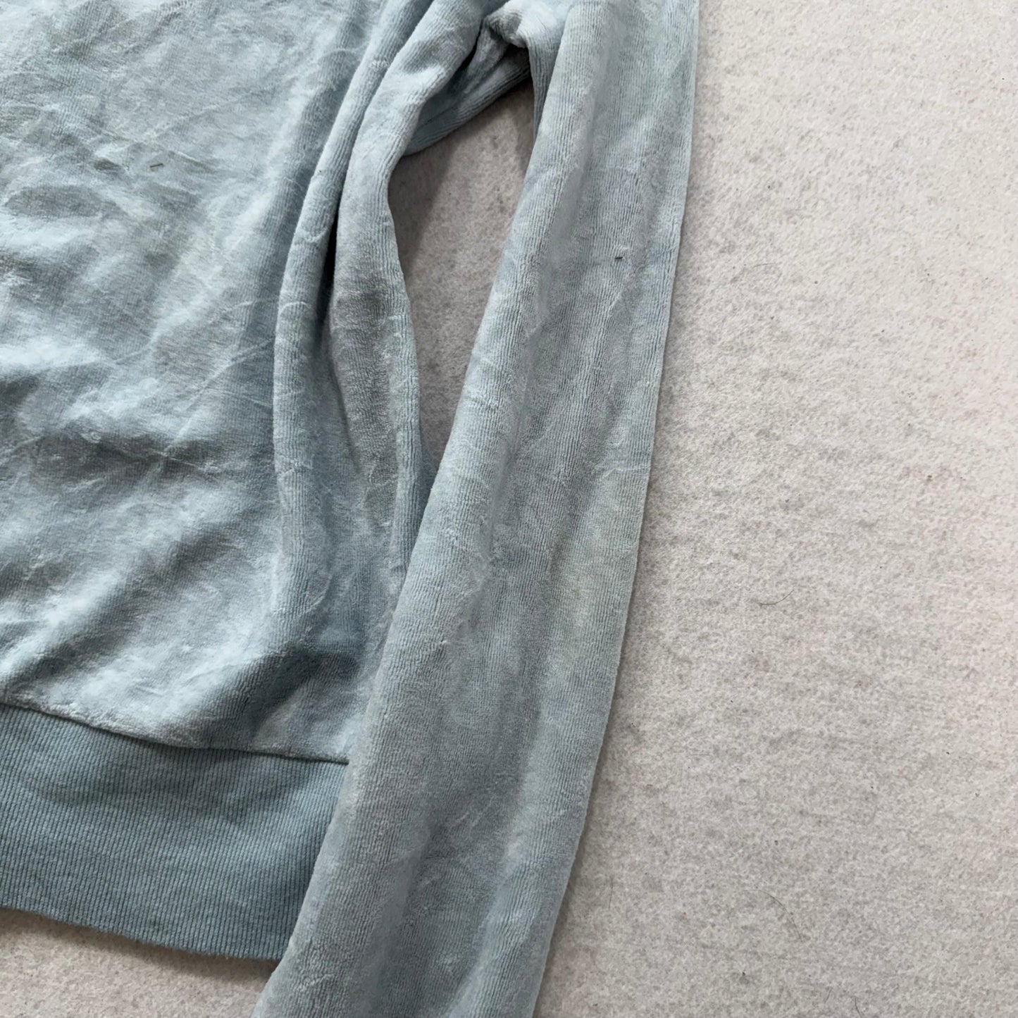 Vintage Juicy Couture Womens Grey Velour Zip-Up Hoodie Pockets Loungewear Size M