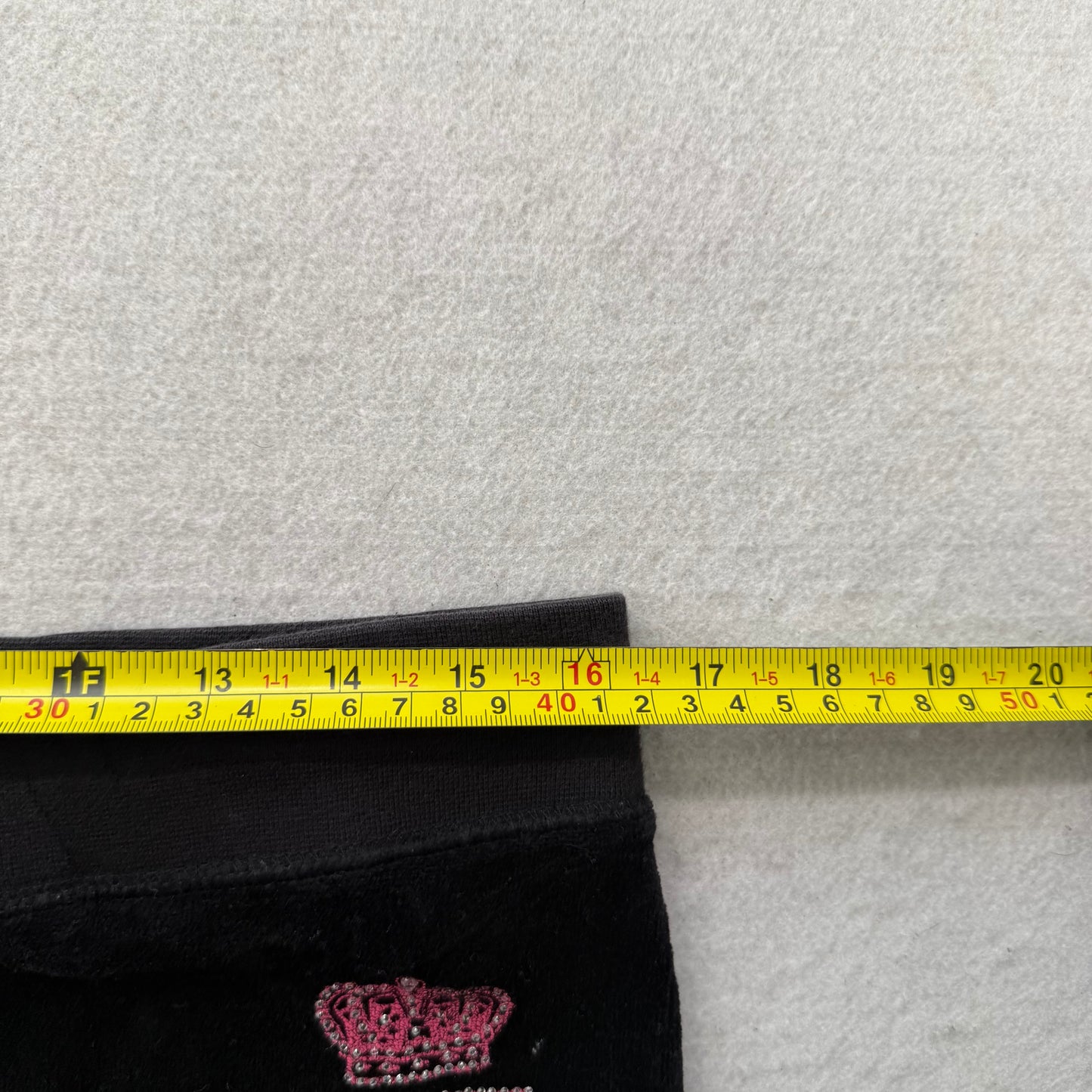 Juicy Couture Women Black Velour Flared Track Pant Rhinestones Crown Logo Size M