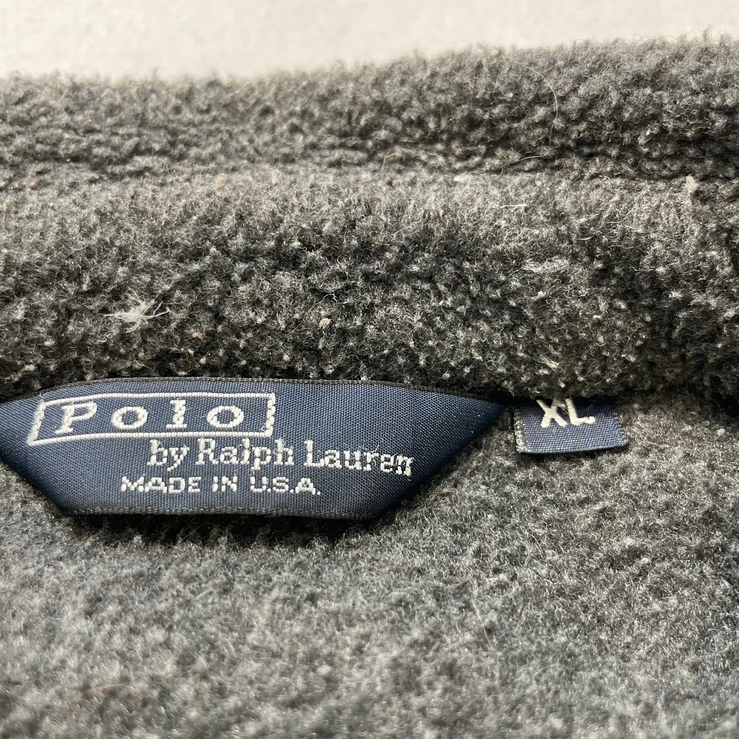Vintage Polo Ralph Lauren Mens Gray Zip-Up Fleece Bomber Jacket Made In USA - XL