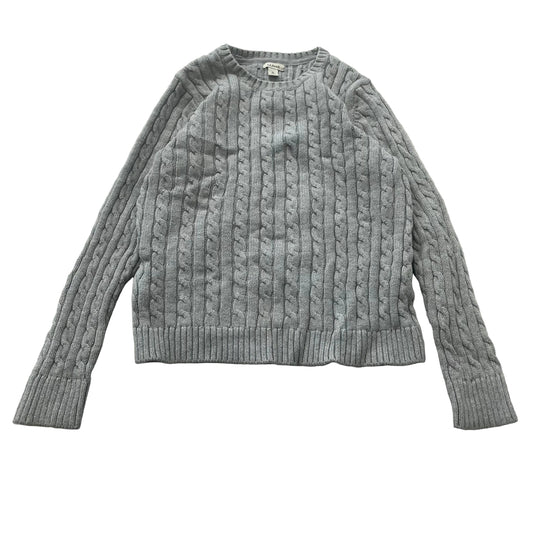 L.L. Bean Women's Grey Cable Knit Crewneck Sweater Pullover Heavyweight Size M