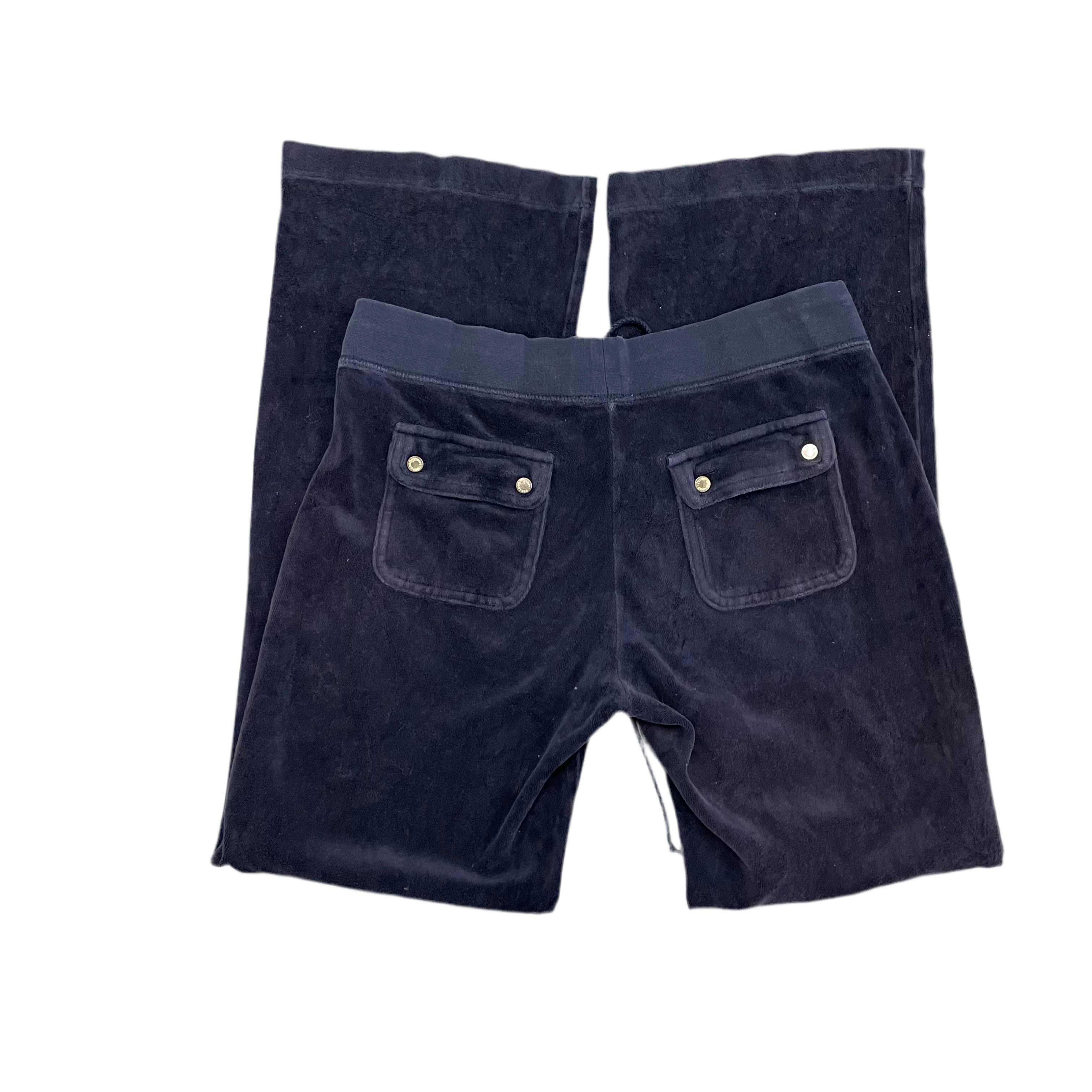 Vintage Juicy Couture Snap pocket velour navy blue flared pants size S