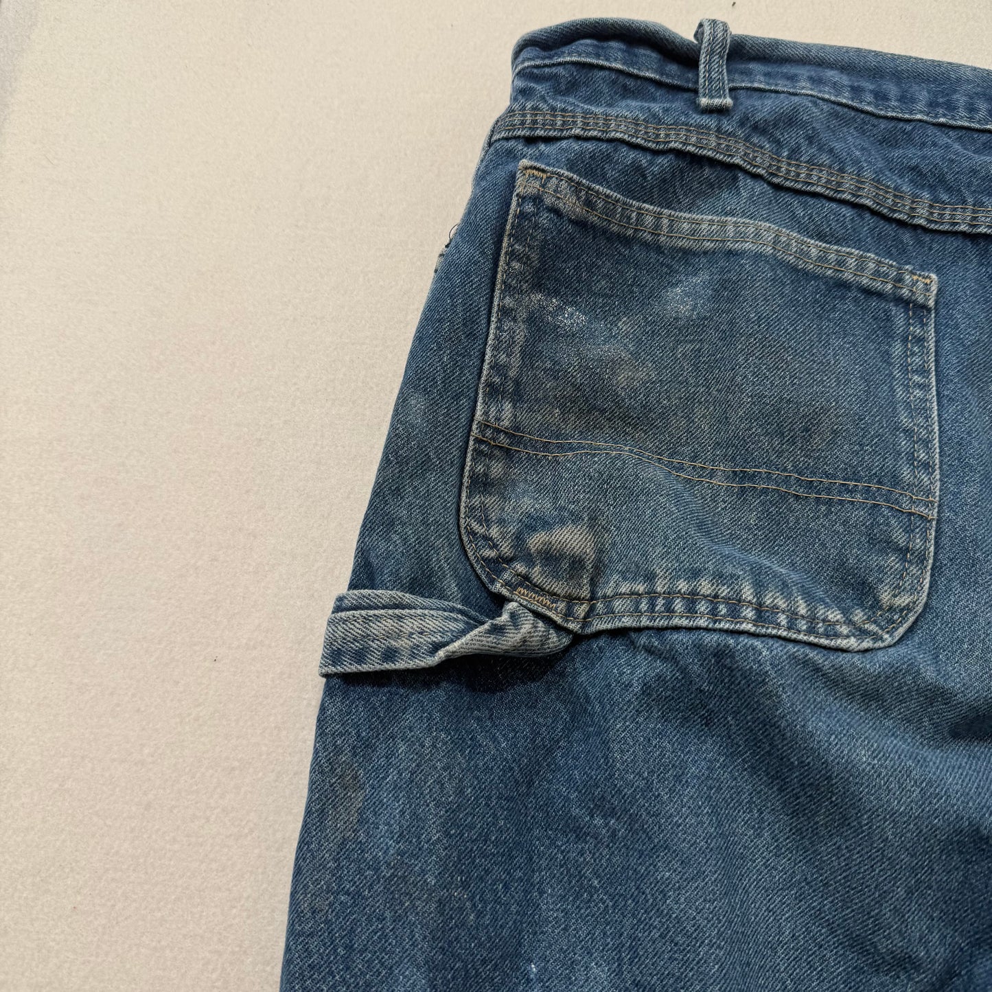 Dickies Men's Medium Blue Denim Wide Leg Carpenter Jeans Utility Pockets Size 38