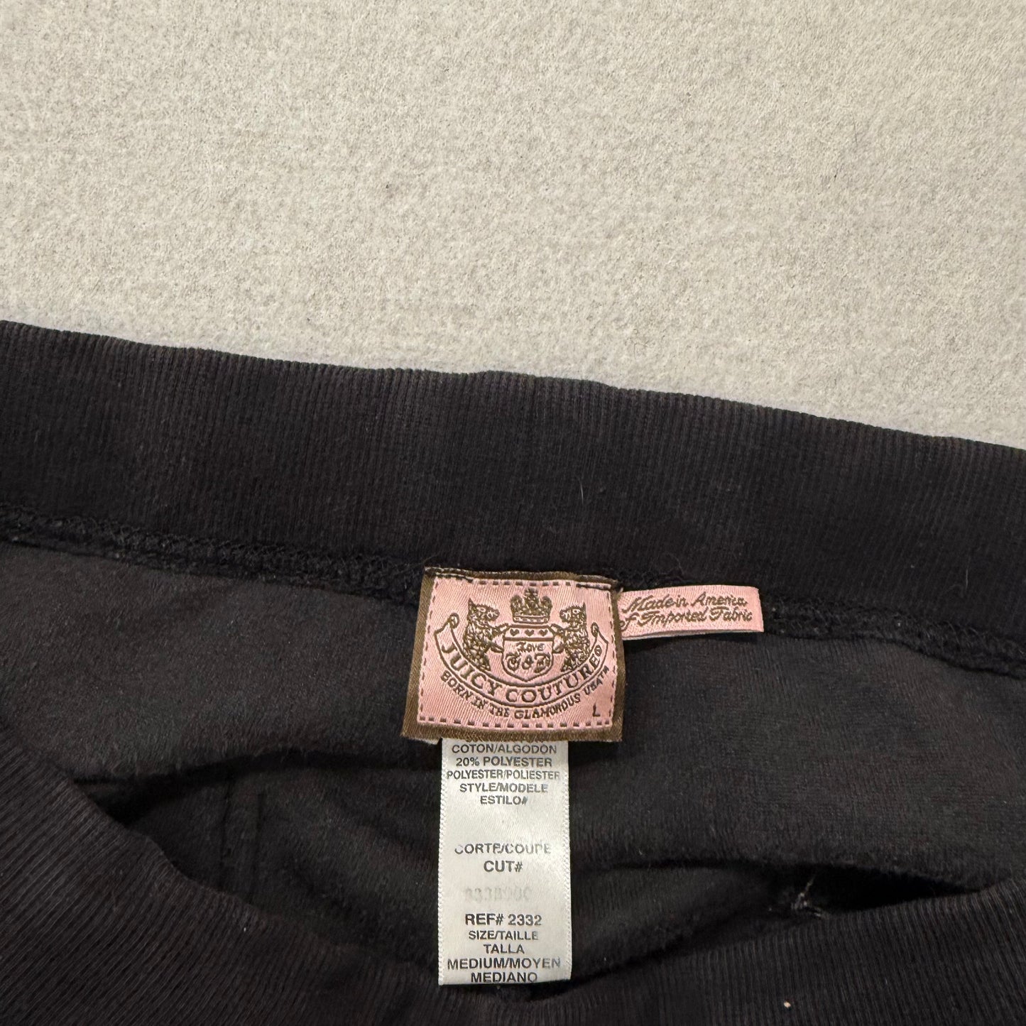 Vintage Juicy Couture Women's Black Flared Track Pants Back Snap Pockets Size L