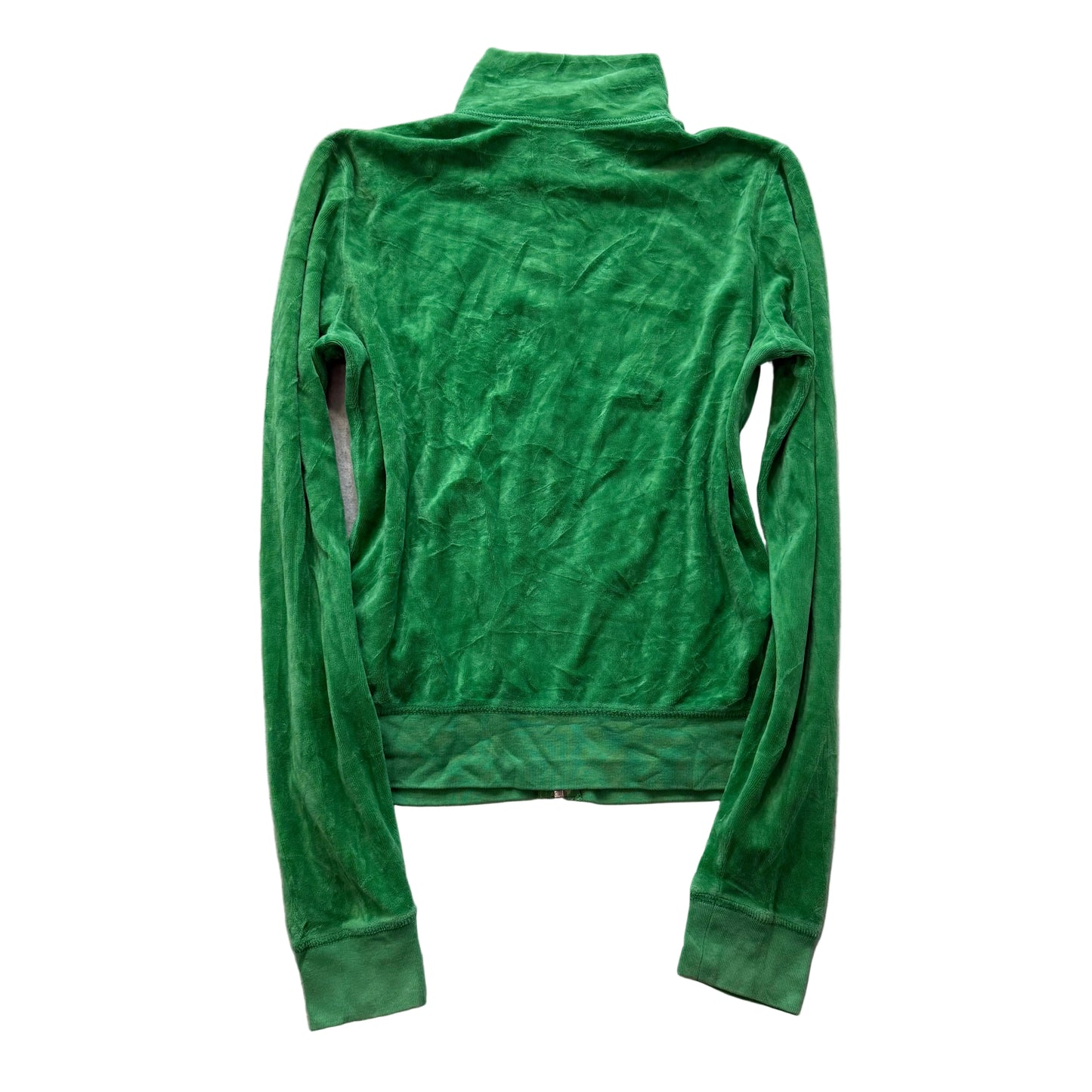 Vintage Juicy Couture Women's Green Velour Zip-Up Track Jacket Pocket Y2K Size L