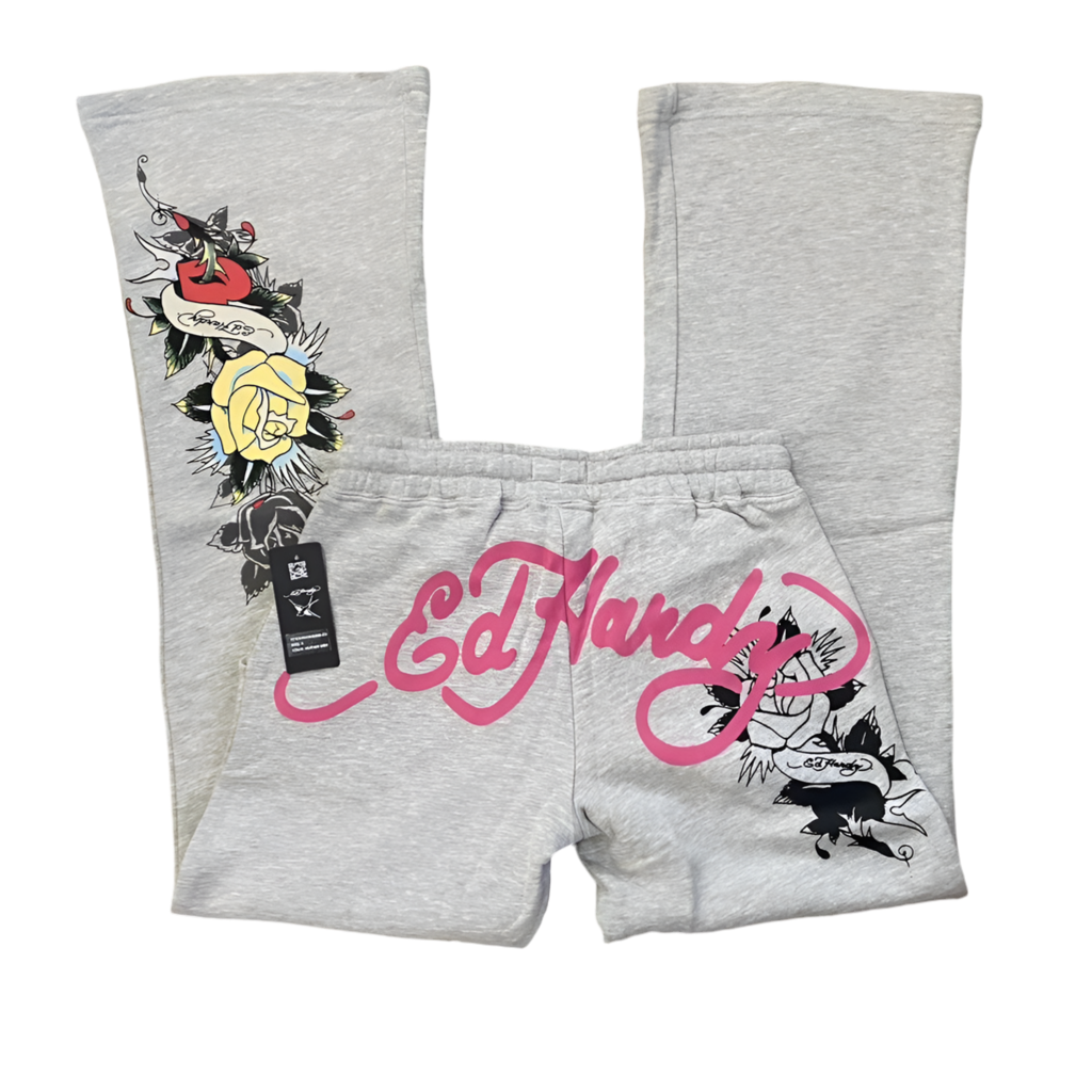 ED HARDY “ROSE HEART” GREY SET