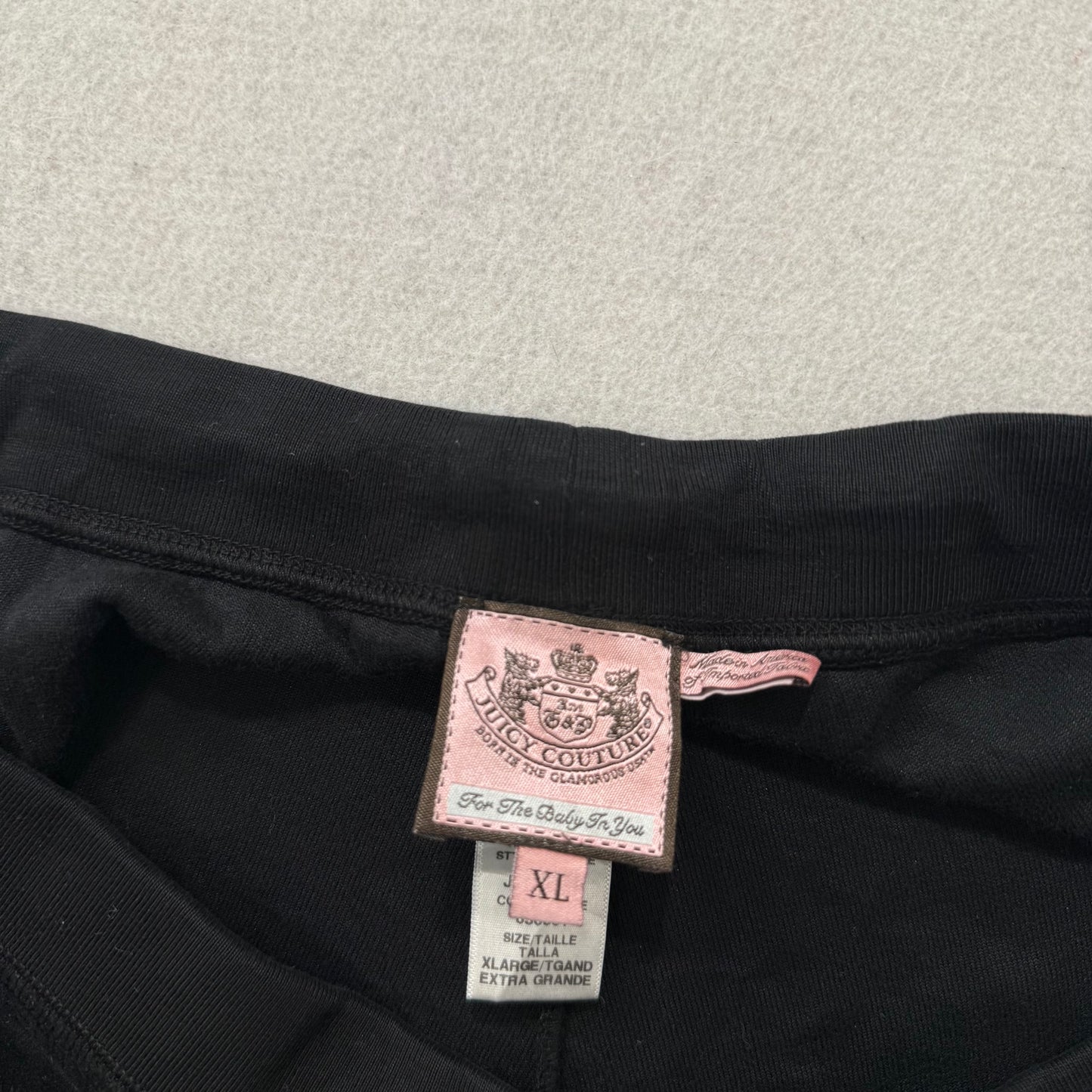 Juicy Couture Women's Black Velour Flared Wide Leg Track Pant Loungewear Size XL