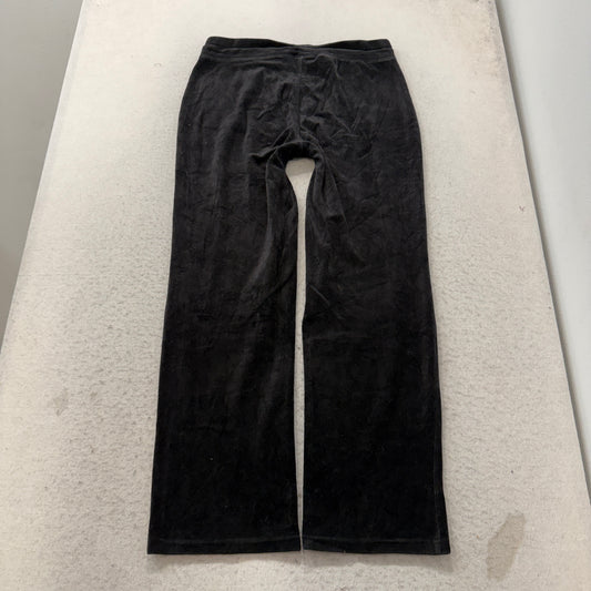 Juicy Couture Women's Black Velour Flared Track Pants Drawstring Classic Size M