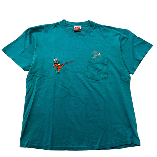 Mickey Inc teal Disney soccer pocket tee front