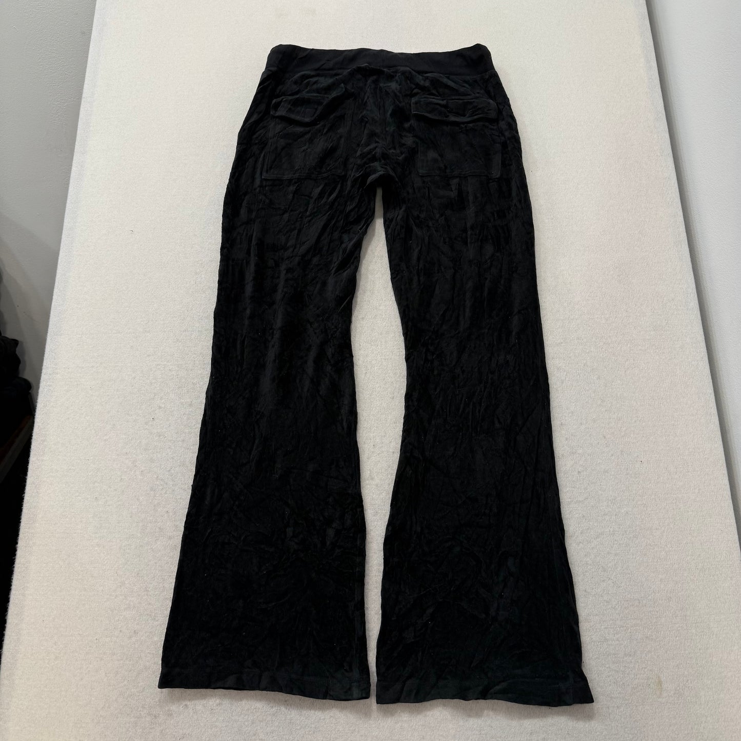 Vintage Juicy couture Women's Black Velour Flared Track Pants Crown Logo Size L