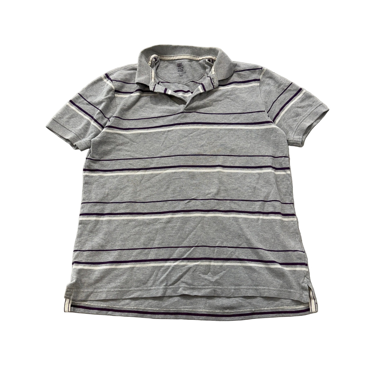 Faded Glory grey purple stripe polo front