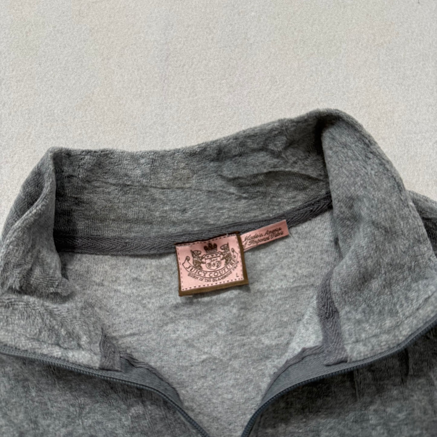 Vintage Juicy Couture Gray Velour Tracksuit Set Zip Up Jacket & Pant Y2k Size L