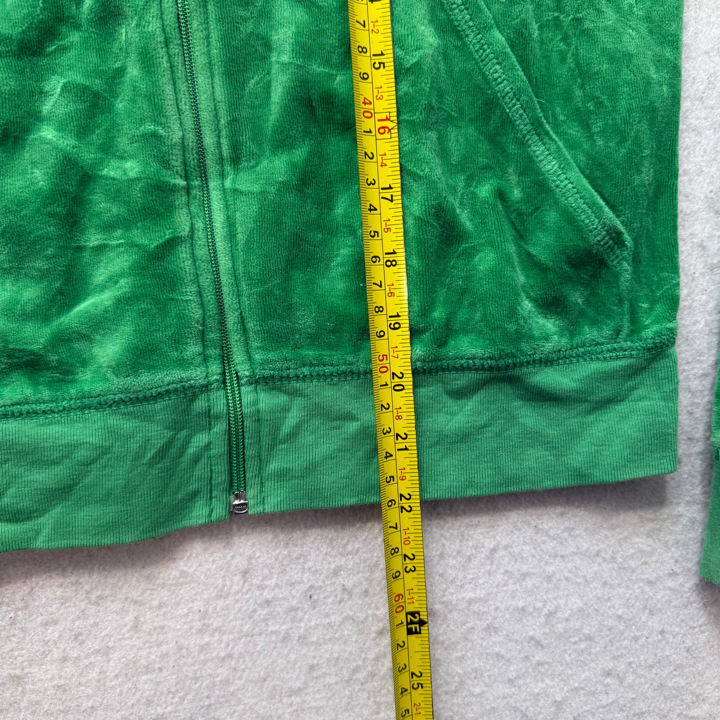 Vintage Juicy Couture Women's Green Velour Zip-Up Track Jacket Pocket Y2K Size L