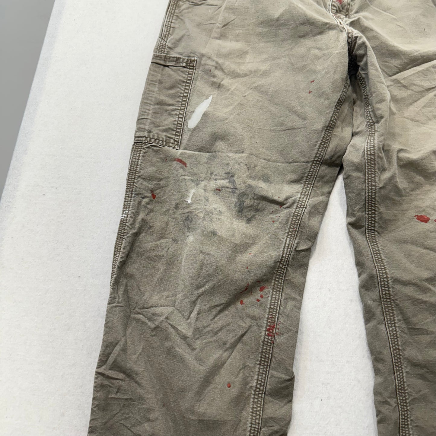 Carhartt Men's Tan Cotton Straight Leg Carpenter Pants Tool Pockets Waist 34