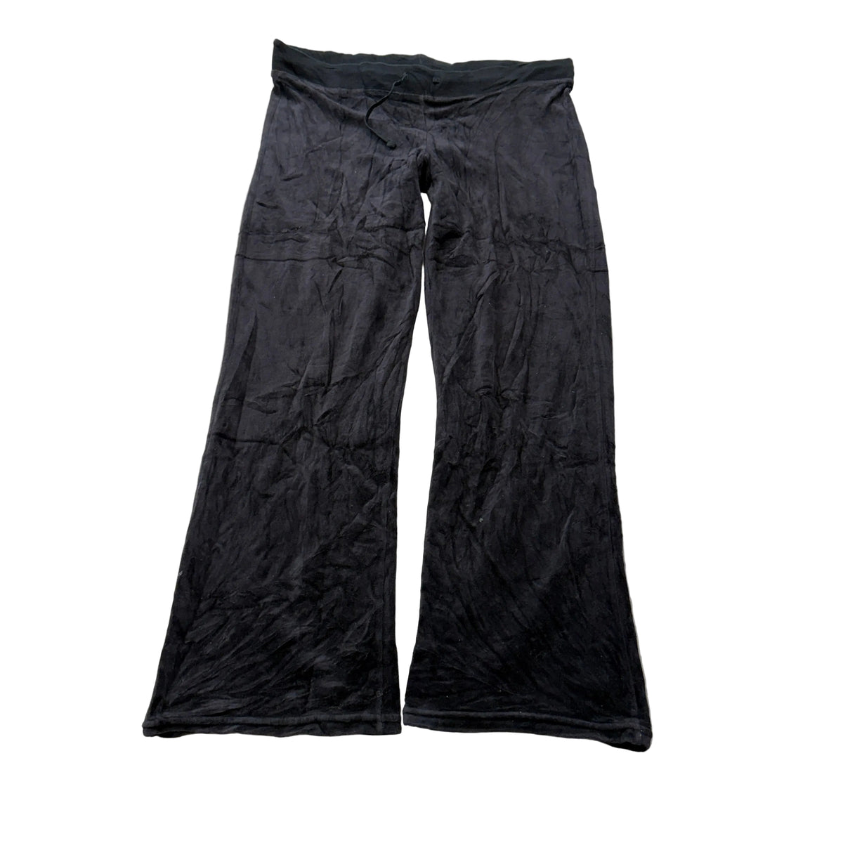 Vintage Juicy Couture Women's Black Velour Flared Track Pants Drawstring Size S