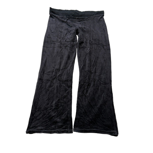 Vintage Juicy Couture Women's Black Velour Flared Track Pants Drawstring Size S