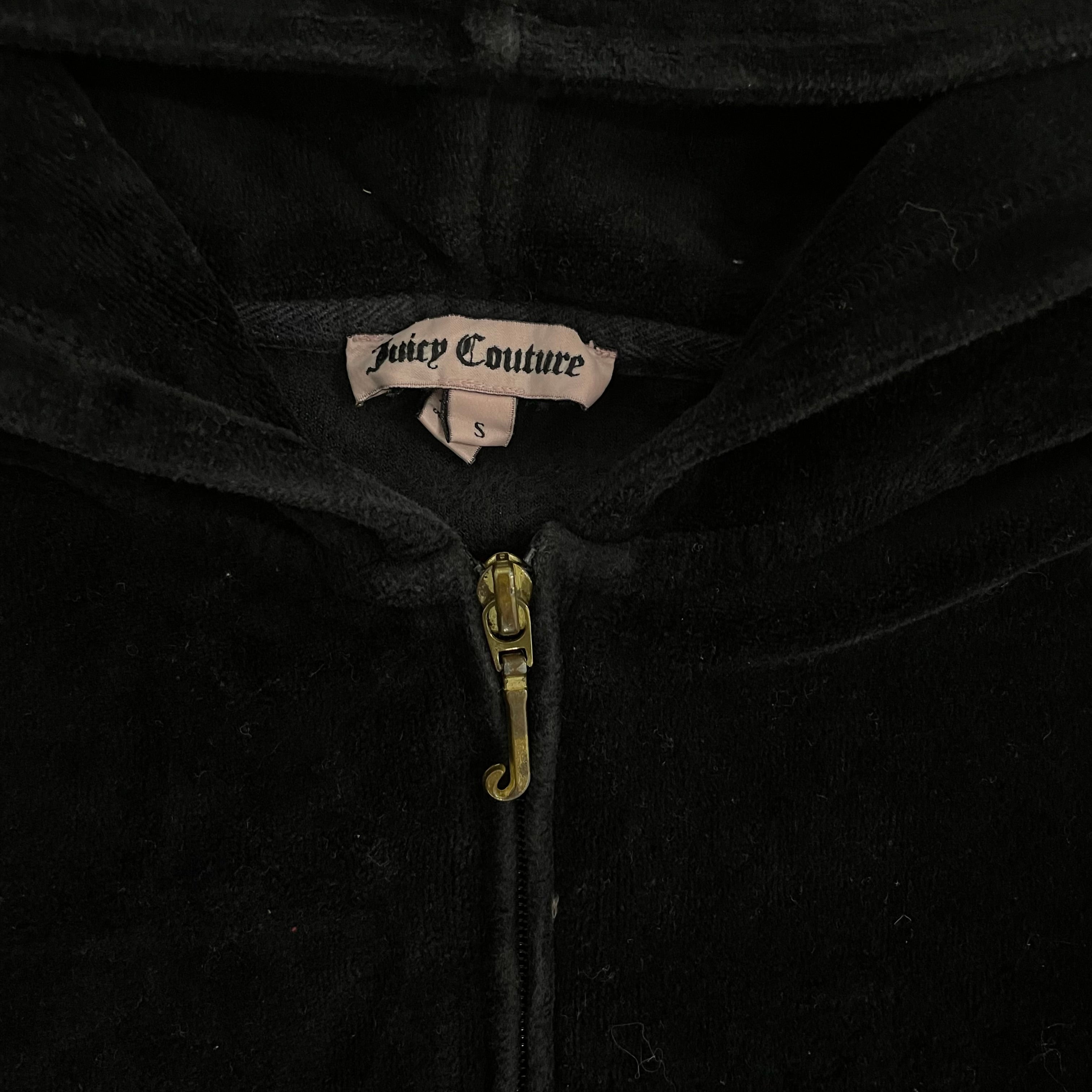 Vintage Juicy Couture “choose juicy” black velour zip up hoodie size S
