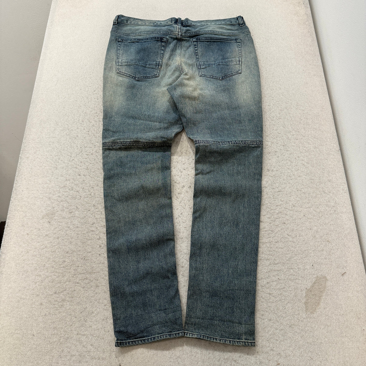 PacSun Stacked Skinny Moto Jeans Men's Blue Light Wash Ribbed Knee Size 34x32 photo 2