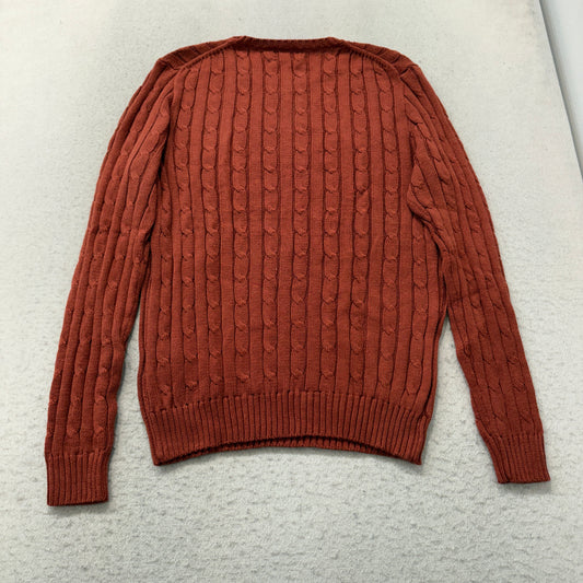 Polo Ralph Lauren Men's Rust Orange Cable-Knit Sweater Crewneck Logo Size S