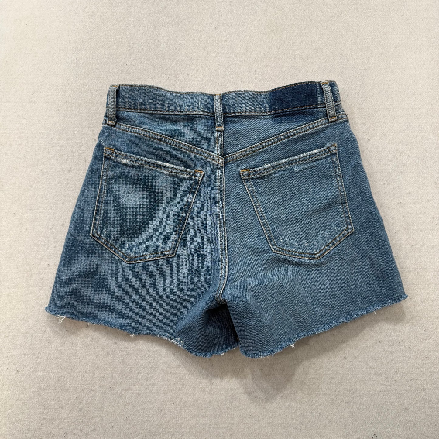 Abercrombie & Fitch Curve Love Women Medium Blue Denim Distressed Shorts Size 28
