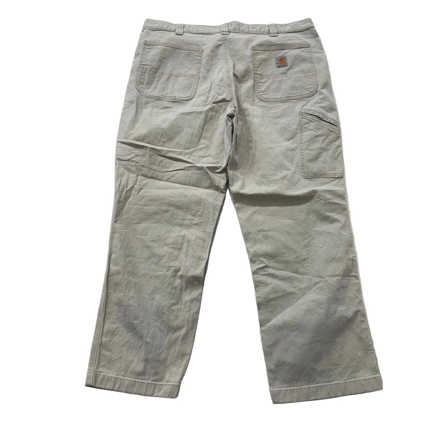 Carhartt Men Pale Slate Cotton Relaxed Fit Carpenter Pants Tool Pockets Waist 40