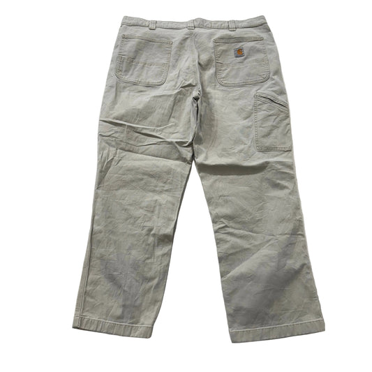 Carhartt Men Pale Slate Cotton Relaxed Fit Carpenter Pants Tool Pockets Waist 40