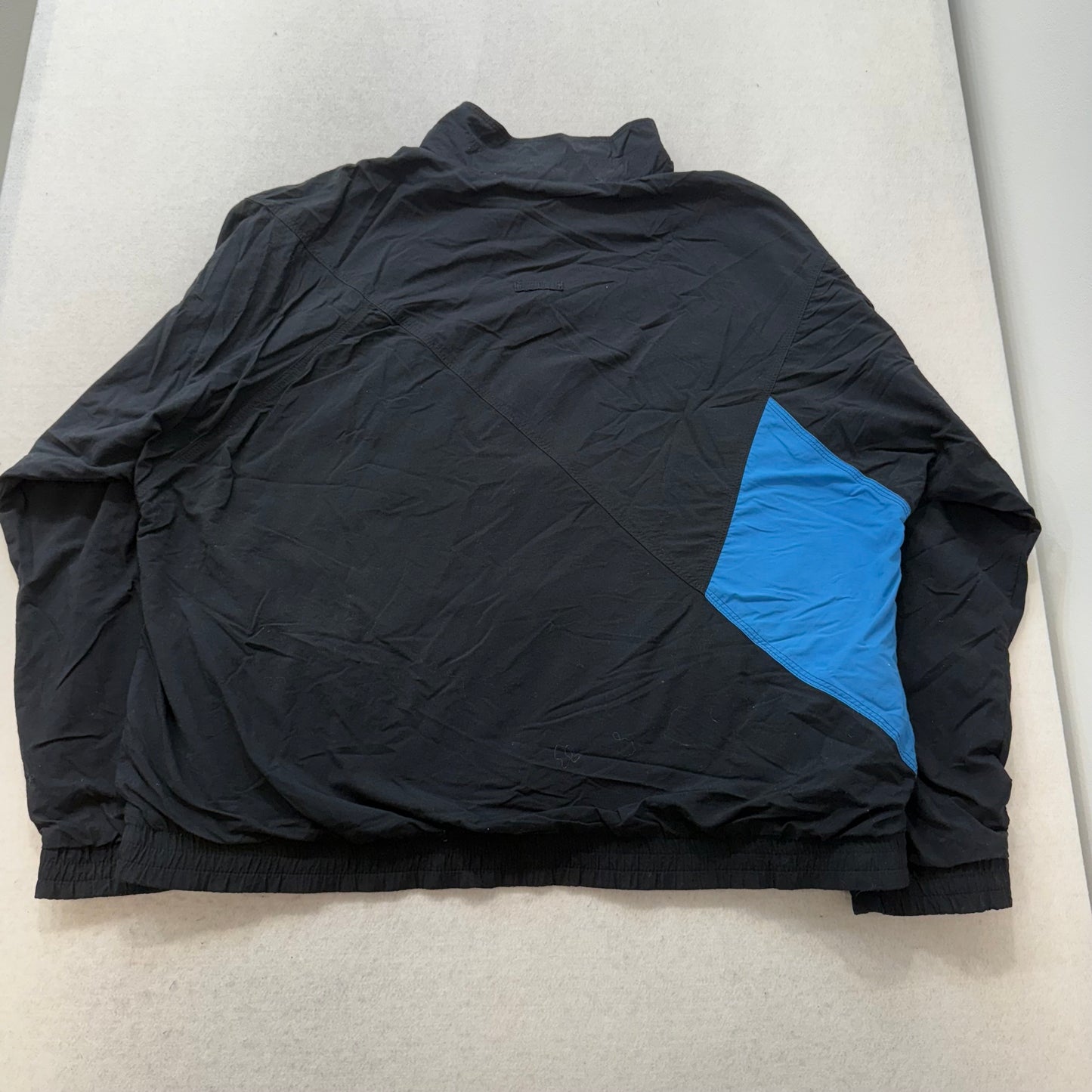 Nike Men Black Blue Polyester Blend Zip Up Windbreaker Jacket Swoosh Logo Size L