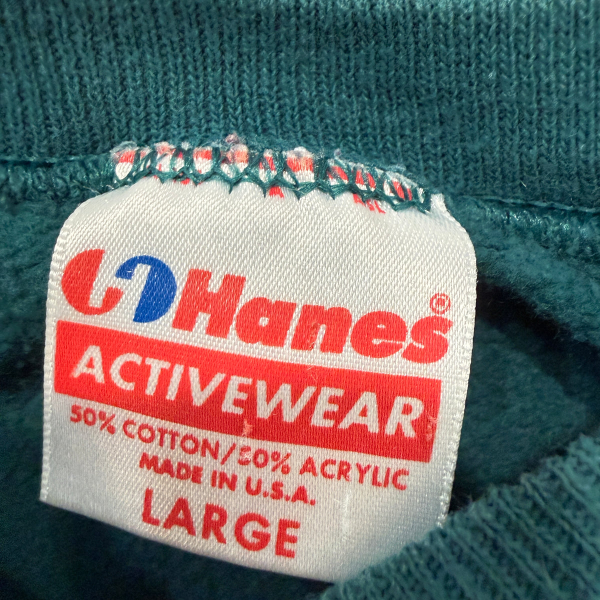 Hanes Activewear Vintage Teal Blank Crewneck USA Size L photo 3