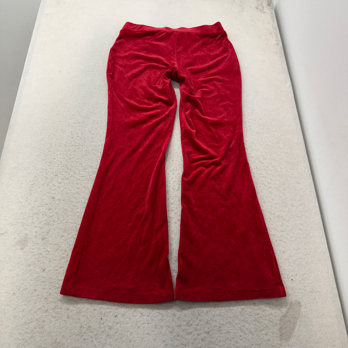 Juicy Couture Women's Red Velour Flared Track Pants Loungewear Elastic Waist - M