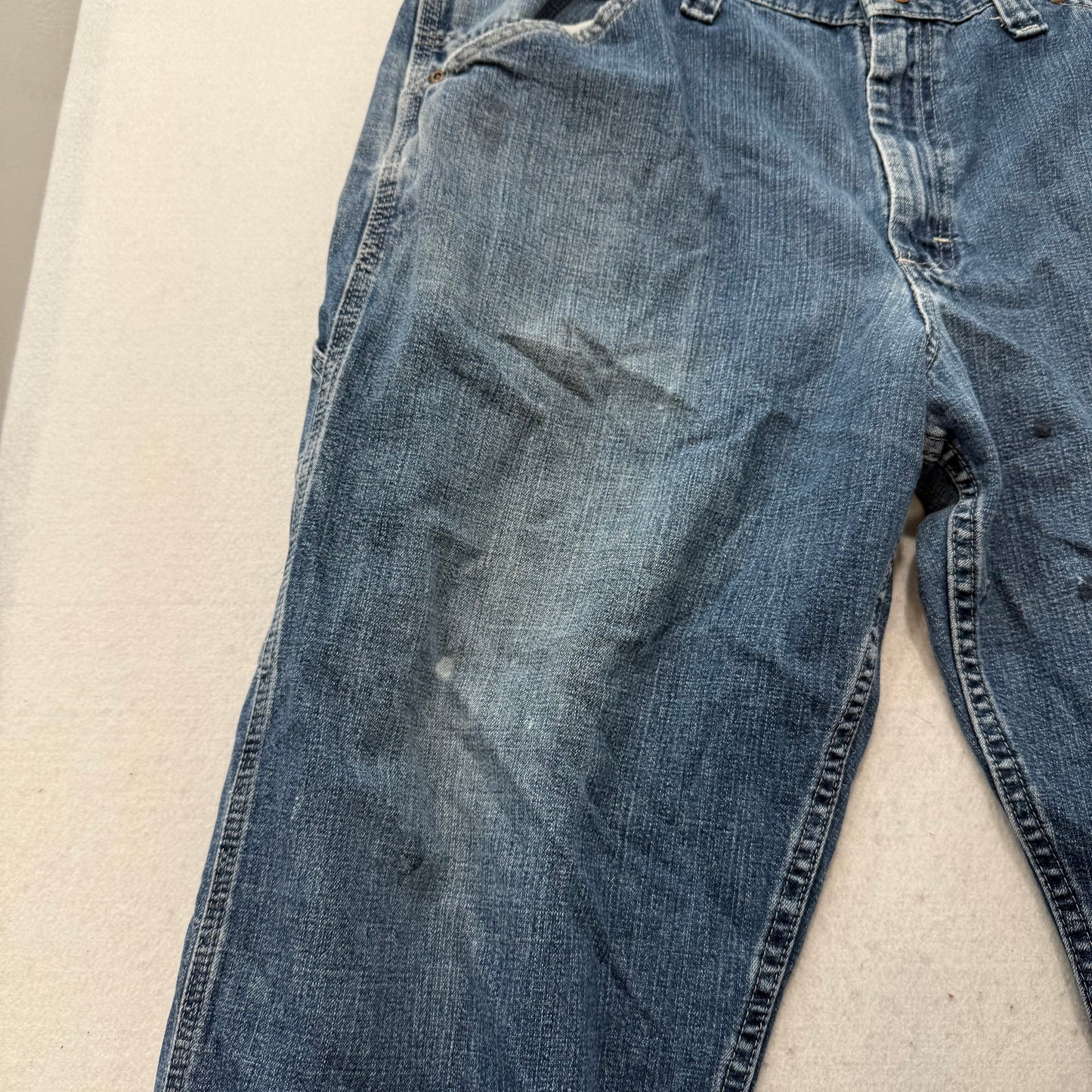 Lee Men Medium Blue Denim Baggy Straight Leg Carpenter Jeans Hammer Loop Size 40