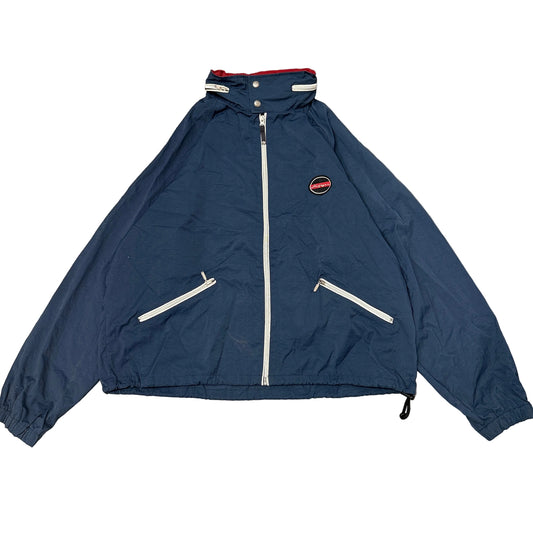 Vintage Tommy Hilfiger Mens Blue Full Zip Windbreaker Jacket Funnel Neck Size XL