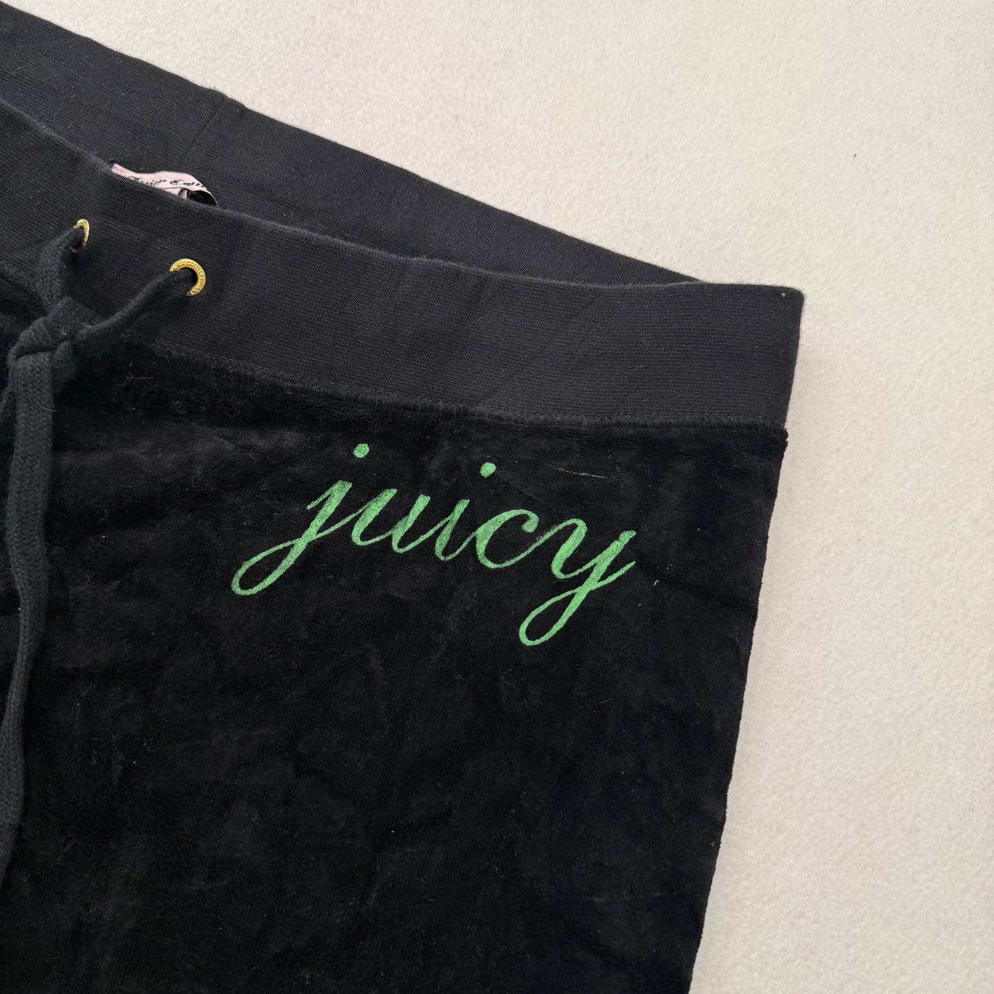 Juicy Couture Womens Midnight Black Velour Flared Track Pant Low Rise Y2K Size L