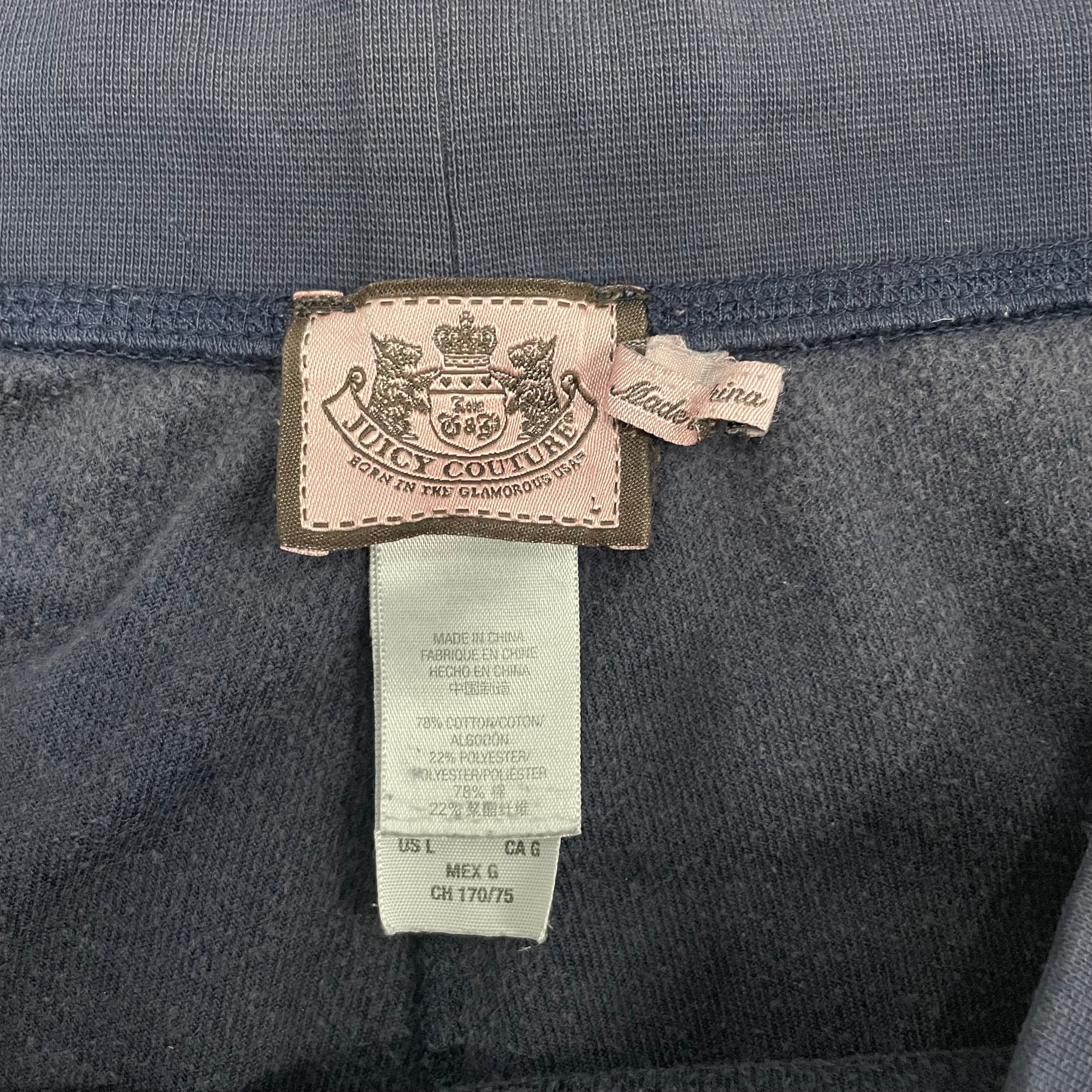 Vintage Juicy Couture Rhinestone Logo Navy Velour Pants Size L