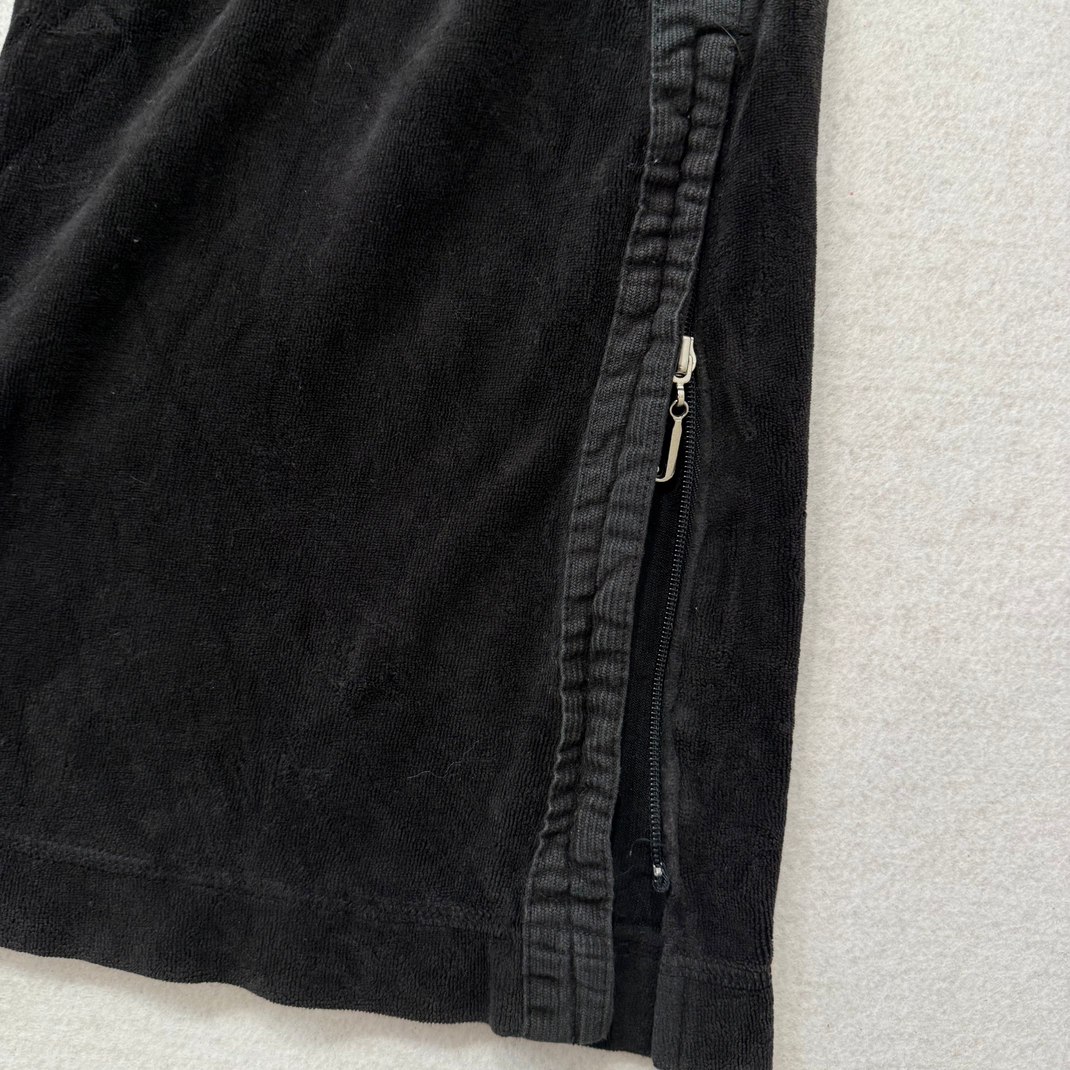 Vintage Juicy Couture 2003 Black Drawstring Zipper Flare Velour Track Pants Size S