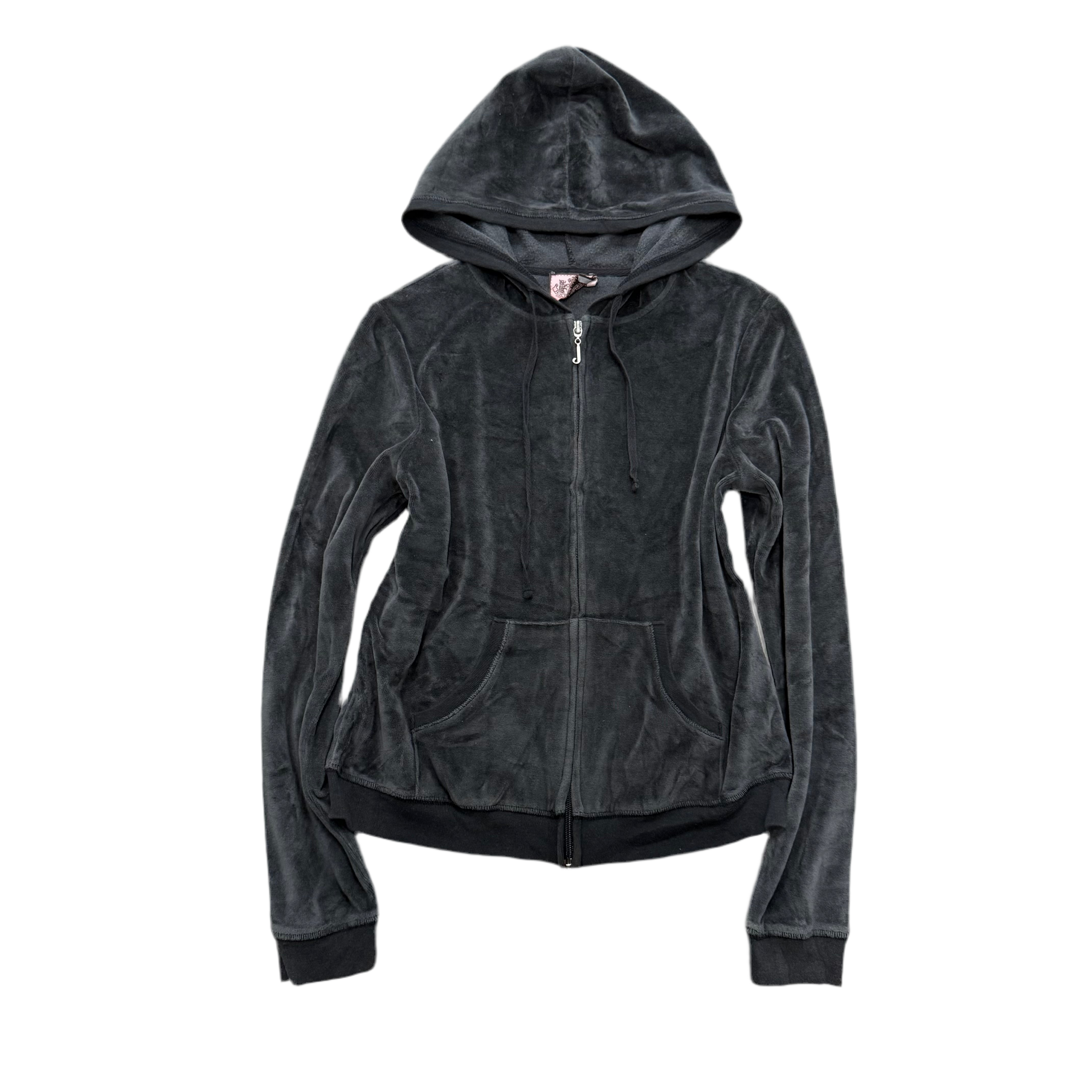Gray VINTAGE Velour Juicy Couture Hoodie w/ RARE DESIGN SIZE L