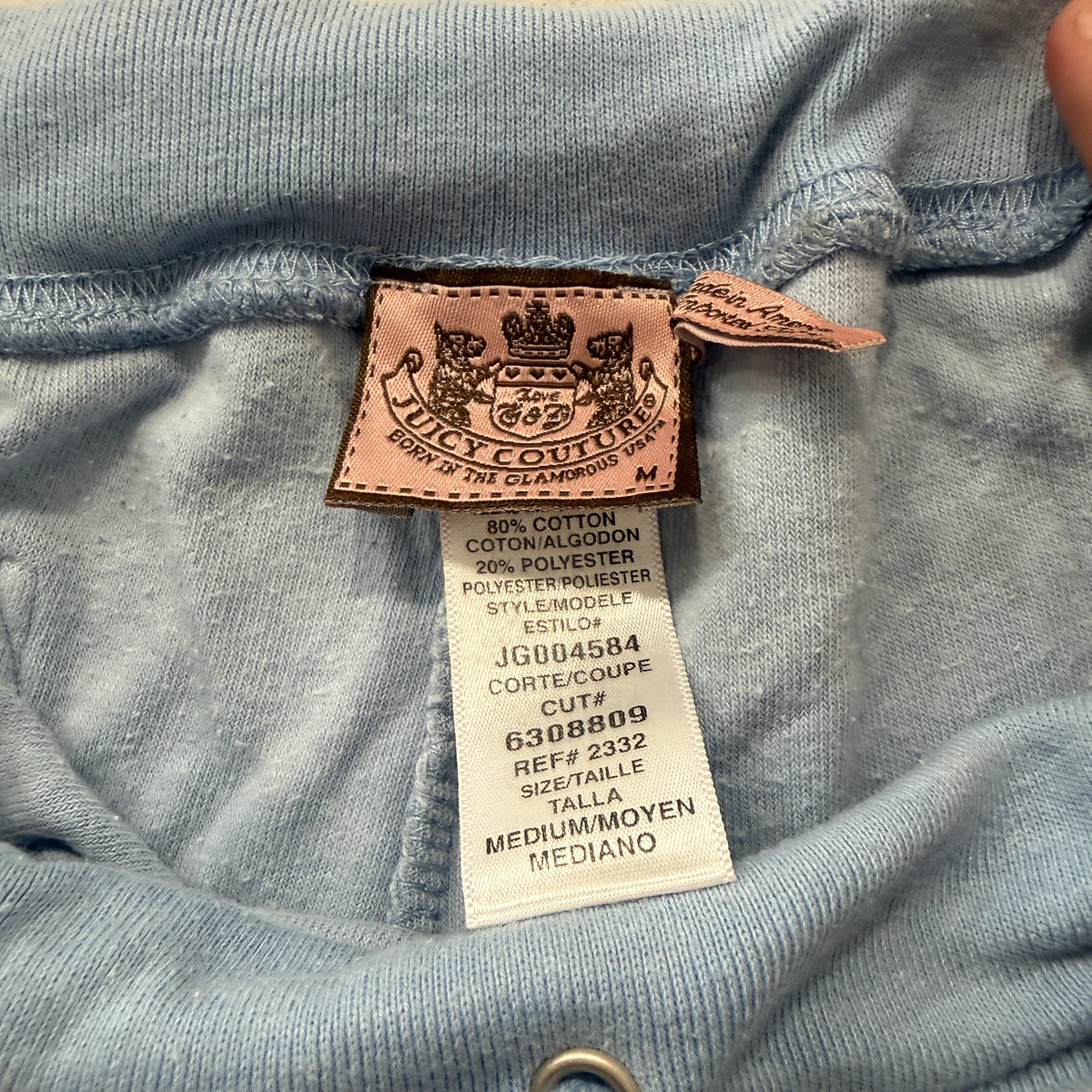 Juicy Couture Women's Pastel Blue Velour Flared Track Pants Loungewear Size M