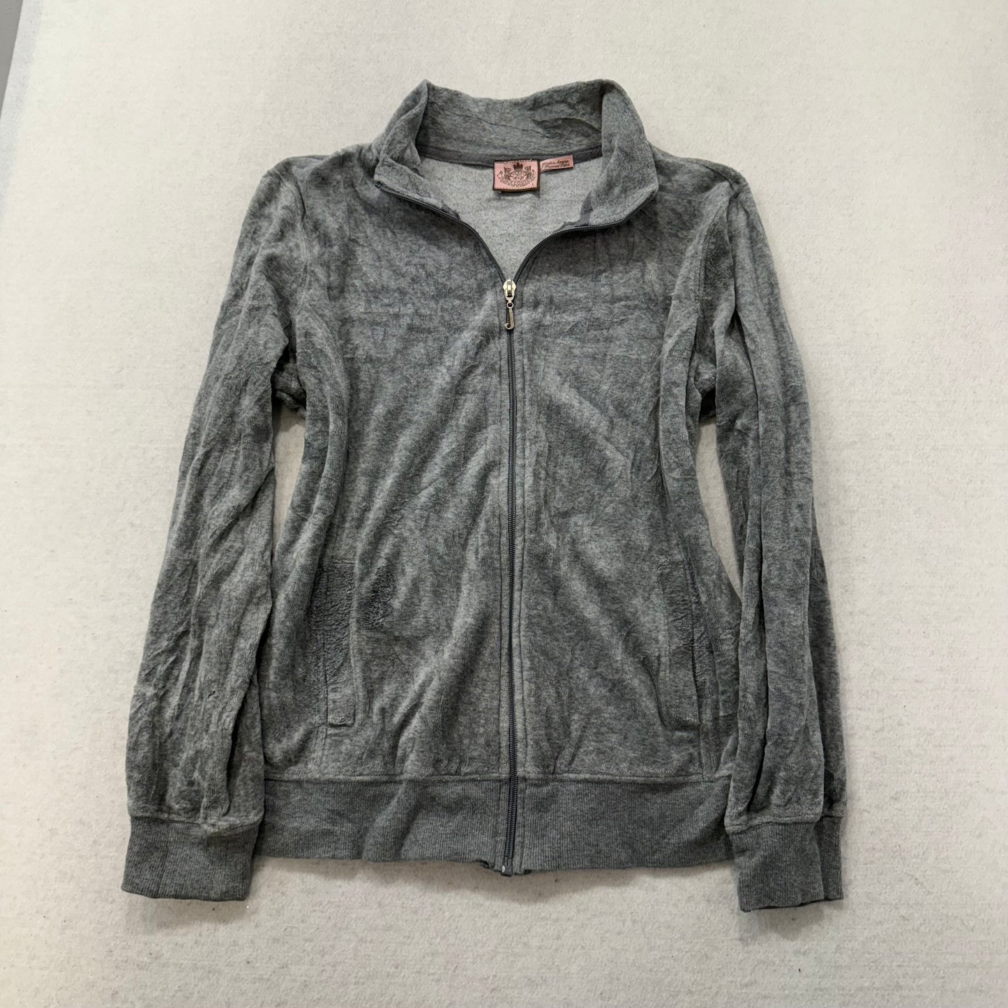 Vintage Juicy Couture Gray Velour Tracksuit Set Zip Up Jacket & Pant Y2k Size L