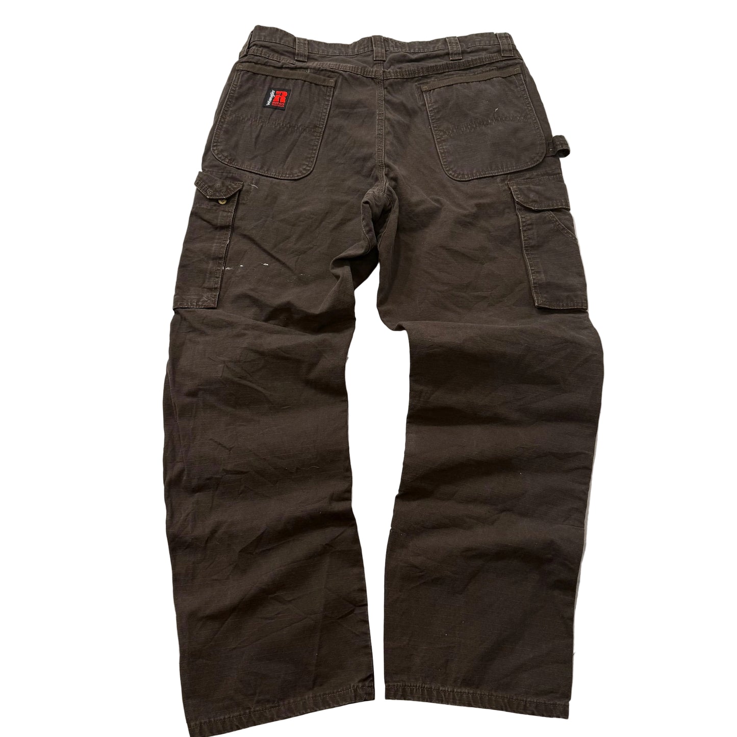 Wrangler Riggs Men's Brown Cotton Relaxed Carpenter Pant Utility Pockets Size 36