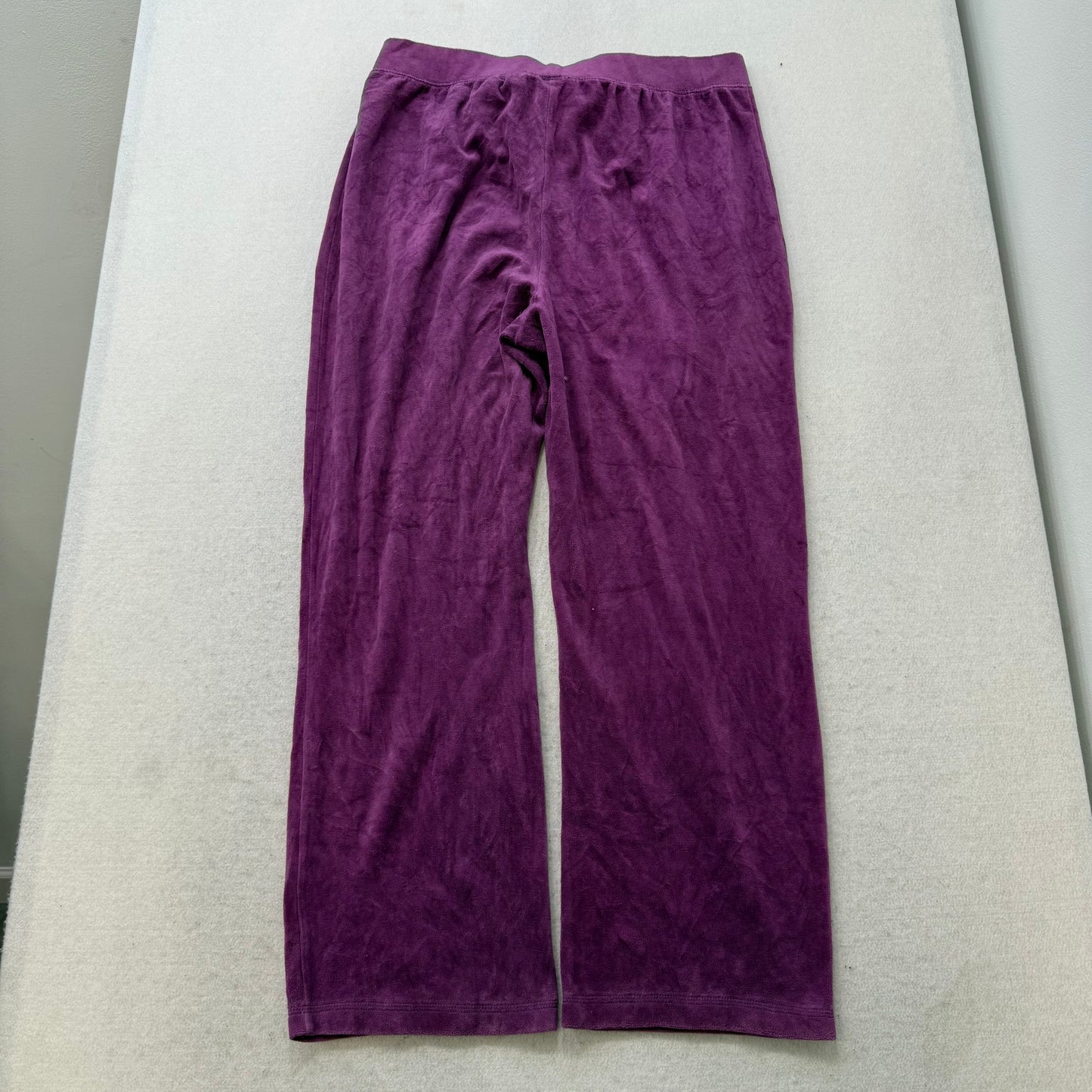 Vintage Juicy Couture Women's Plum Velour Flare Track Pant Loungewear Y2K Size L
