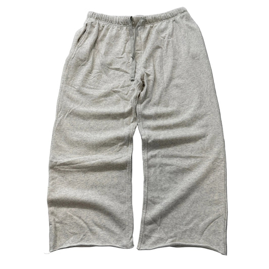 Men's Light Grey Wide Leg Knit Sweatpants Pockets Drawstring Size XL