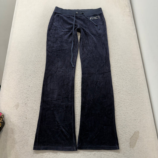 Juicy Couture Women's Navy Velour Flared Track Pants Back Pockets Logo Size S