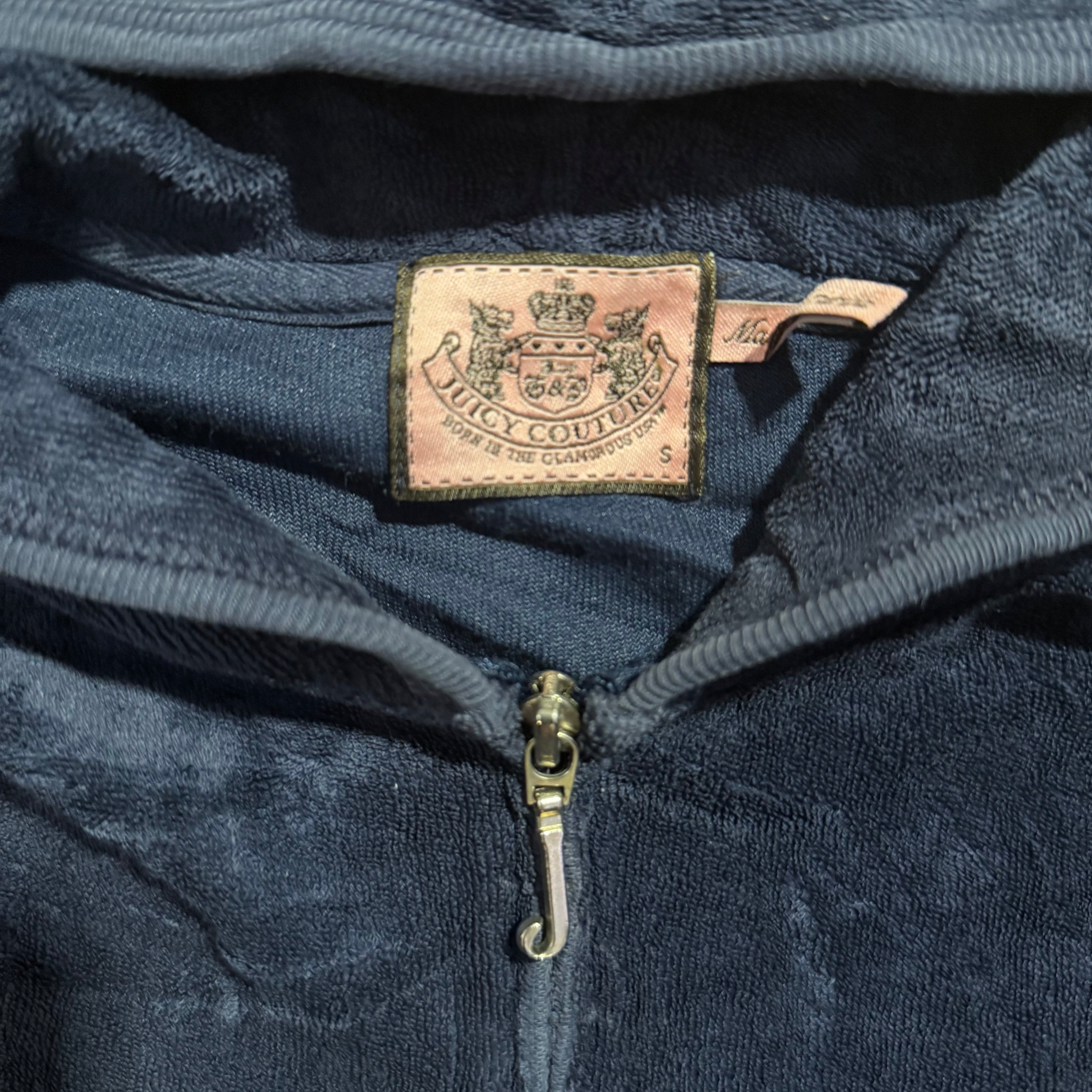 Vintage Juicy Couture Navy Terry Cloth Zip Hoodie Size S