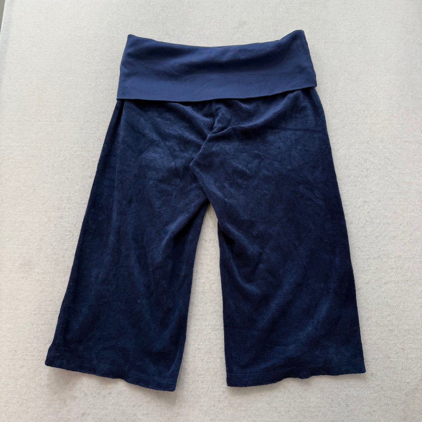 2003 Vintage Juicy Couture Womens Navy Terrycloth Cropped Foldover Capris Size S